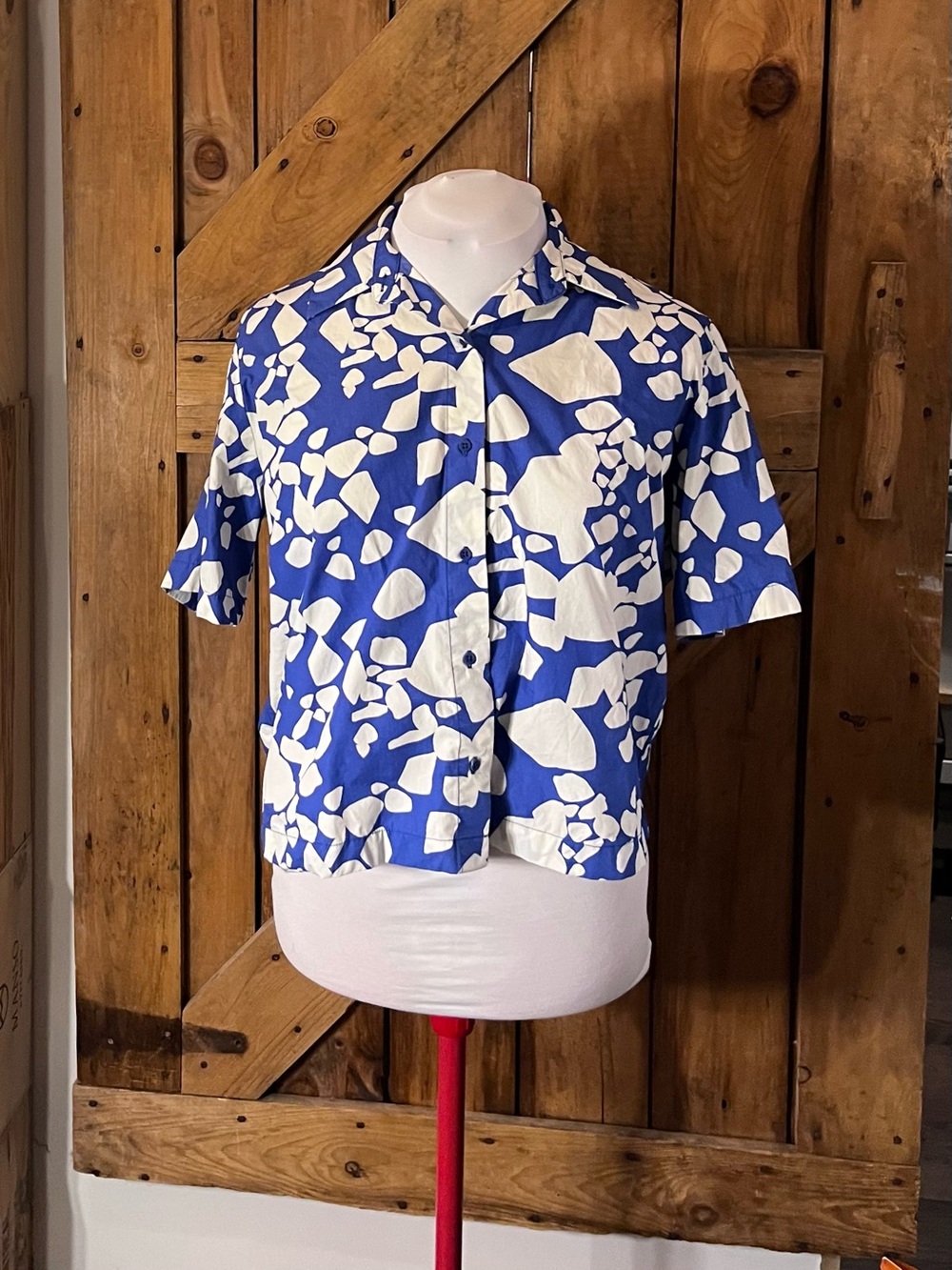 Simons x Catherine Lavoie Blue Abstract Cotton Shirt Medium